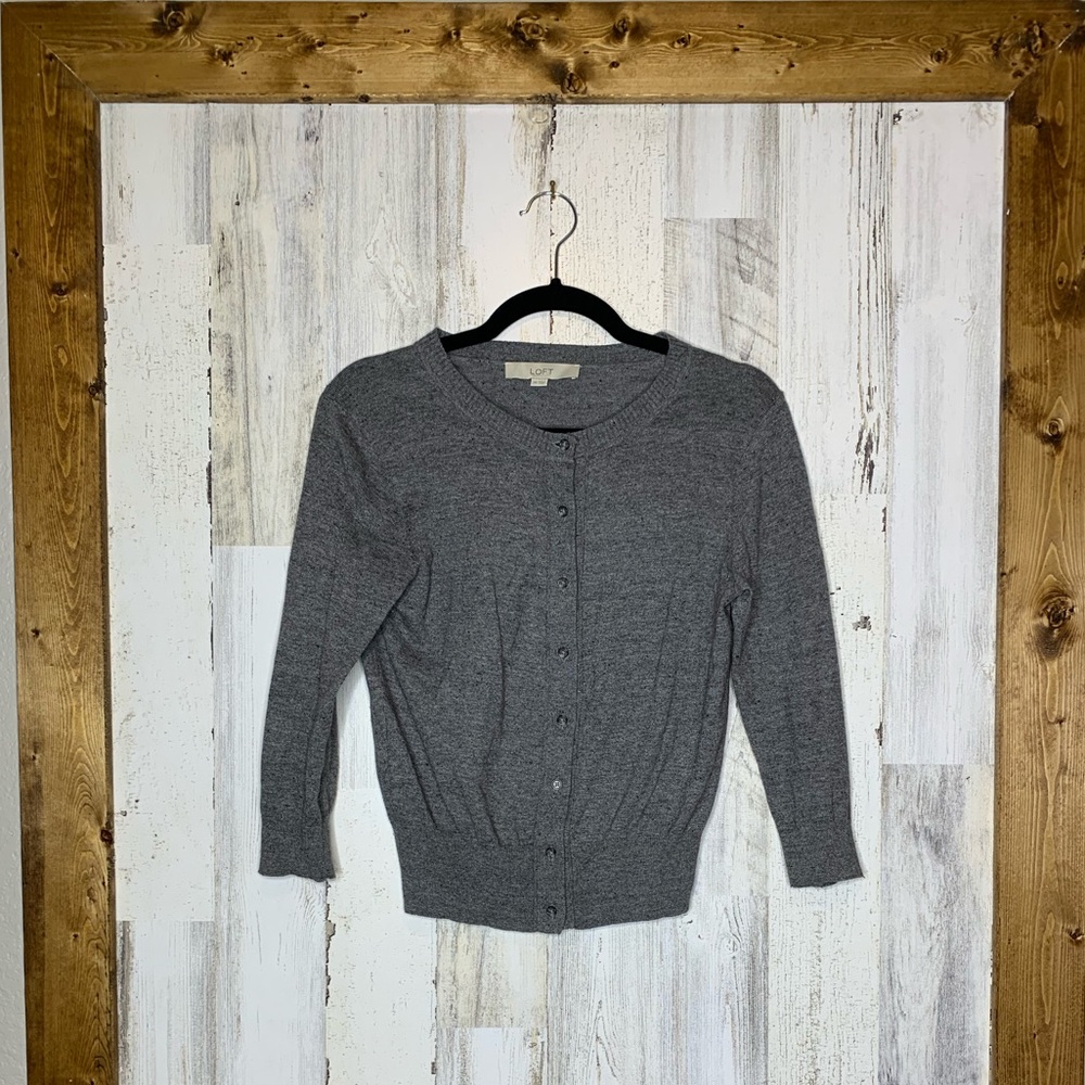 LOFT cardigan Pima cotton gray color - Picture 1 of 5